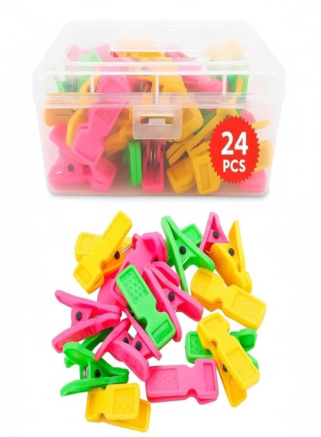 PulGos 24 Pcs Cloth Clips with Storage Box | Heavy Duty Build Laundry Pegs | Wind Resistant Strong Grip | Clothes Pins for Drying & Hanging| Multipurpose Clips for Indoor & Outdoor Use | Plastic Clips - Image 1